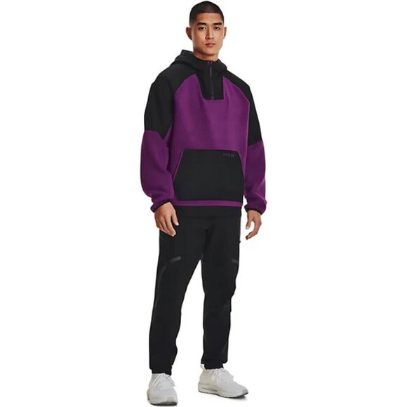 NWT Under Armour Men's Mission Boucle Anorak Hooded Purple Jacket - Picture 3 of 7